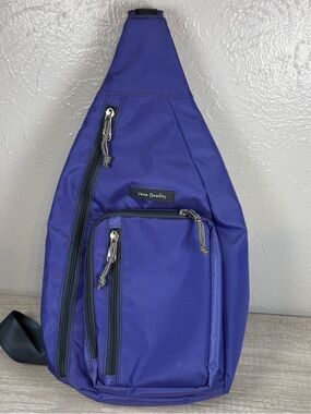 Vera Bradley Lighten Up Sling Shoulder Bag Backpack Purple Adjustable 4 Pocket